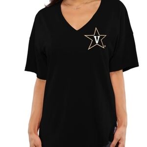 Vanderbilt Commodores Women's V-Neck T-Shirt Collegiate Black Gold Sz‎ XXL